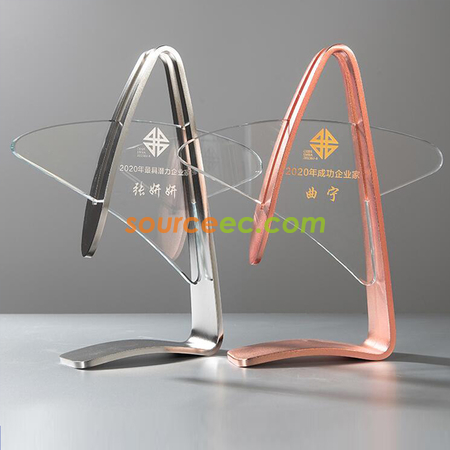 禮品訂造創意金銀銅水晶金屬獎座紀念品