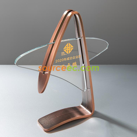 禮品訂造創意金銀銅水晶金屬獎座紀念品