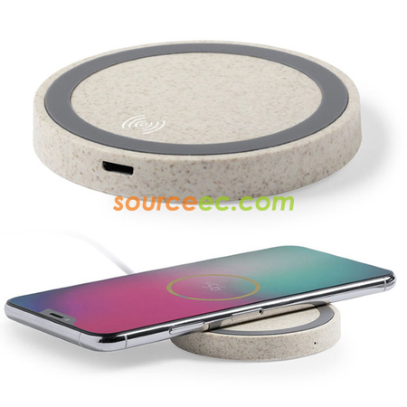 禮品訂造小麥秸稈無線充電盤紀念品