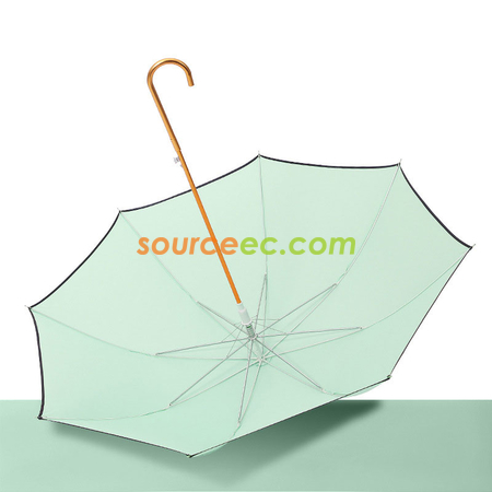 禮品訂造日系小清新8K直杆傘彎柄雨傘簡約時尚純色皮手柄彎鉤傘禮品廣告傘紀念品