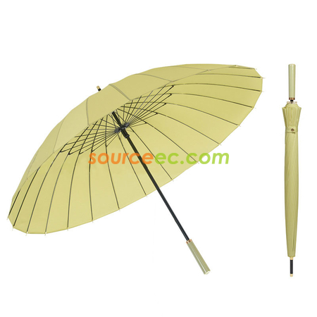 禮品訂造PU直柄24骨純色直桿雨傘紀念品