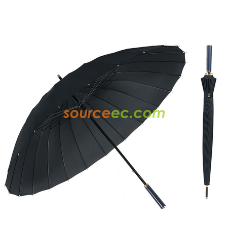 禮品訂造PU直柄24骨純色直桿雨傘紀念品