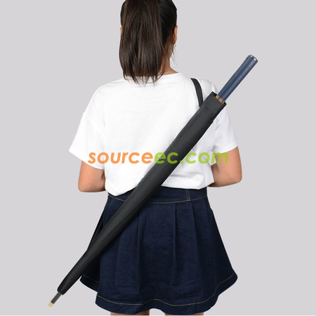 禮品訂造PU直柄24骨純色直桿雨傘紀念品