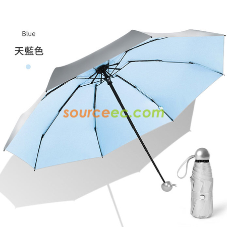 禮品訂造五摺晴雨两用銀膠折叠伞紀念品