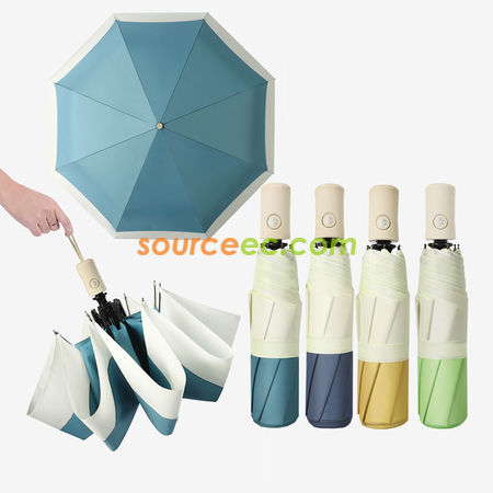 韓系雙色晴雨傘自動折疊防曬遮陽傘