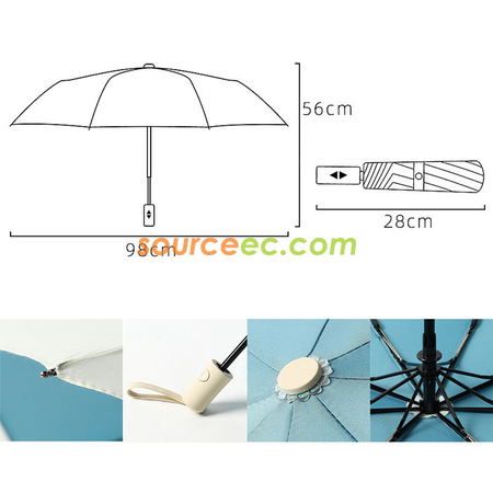 禮品訂造韓系雙色晴雨傘自動折疊防曬遮陽傘紀念品