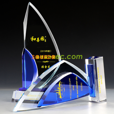 禮品訂造帆船水晶獎座紀念品