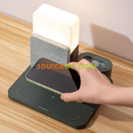 禮品訂造無線充電器三合一檯燈時鐘(手機+手錶+耳機）紀念品