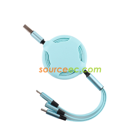 禮品訂造矽膠三合一伸縮充電線紀念品