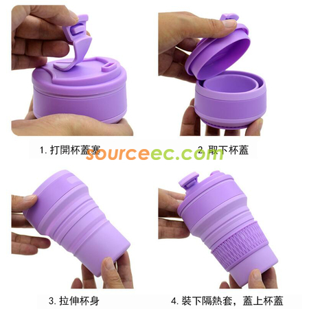 禮品訂造純色折疊矽膠咖啡杯紀念品
