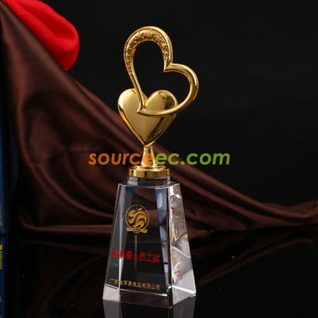 愛心金屬水晶獎座