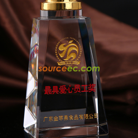 禮品訂造愛心金屬水晶獎座紀念品