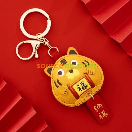 禮品訂造卡通時尚皮質乖乖虎鑰匙扣潮流汽車鑰匙掛件可愛包包簡約百搭掛飾紀念品