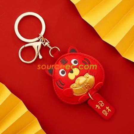 禮品訂造卡通時尚皮質乖乖虎鑰匙扣潮流汽車鑰匙掛件可愛包包簡約百搭掛飾紀念品
