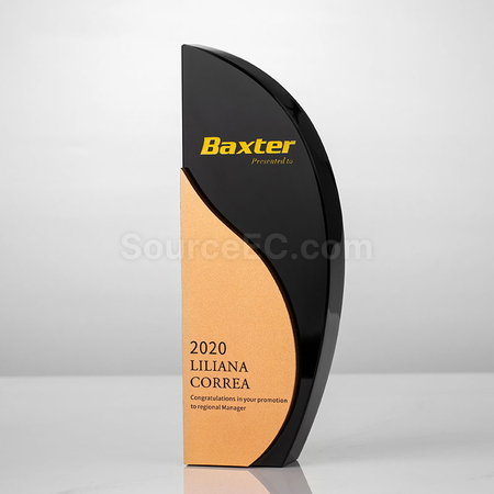 禮品訂造金屬黑水晶獎座紀念品