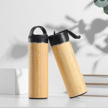 禮品訂造手提蓋竹殼保溫杯紀念品