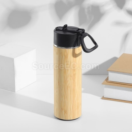 禮品訂造手提蓋竹殼保溫杯紀念品