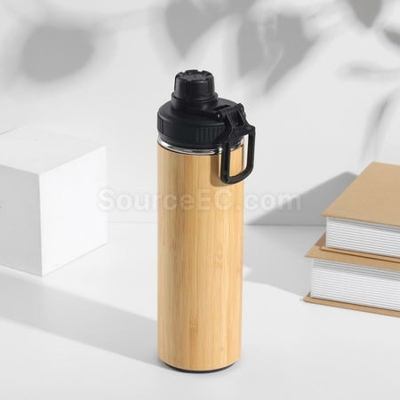 禮品訂造手提蓋竹殼保溫杯紀念品