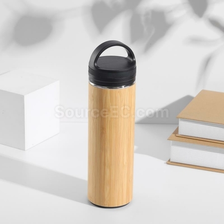 禮品訂造手提蓋竹殼保溫杯紀念品