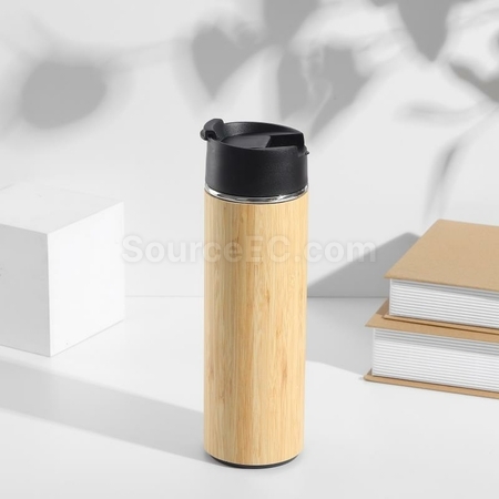 禮品訂造手提蓋竹殼保溫杯紀念品