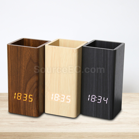 禮品訂造木質時鐘筆筒紀念品