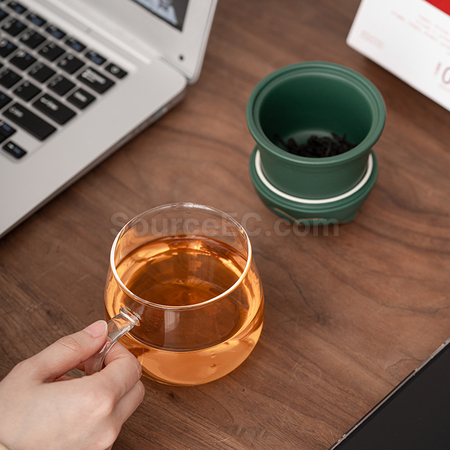 禮品訂造招財貓玻璃泡茶杯紀念品