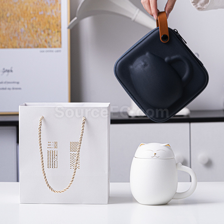 禮品訂造招財貓泡茶杯紀念品