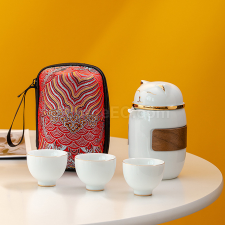 禮品訂造招財貓泡茶杯套裝紀念品