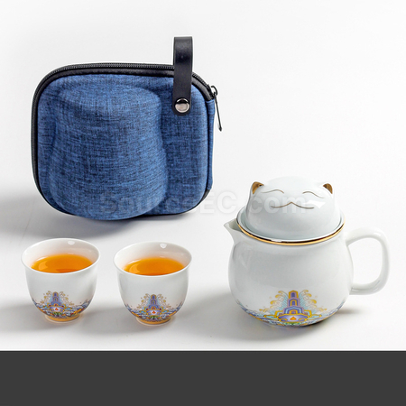 禮品訂造招財貓泡茶杯套裝紀念品