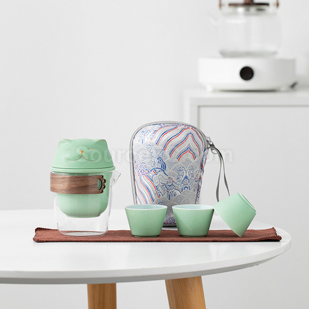 禮品訂造招財貓泡茶杯套裝紀念品