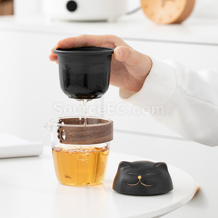 禮品訂造招財貓泡茶杯套裝紀念品
