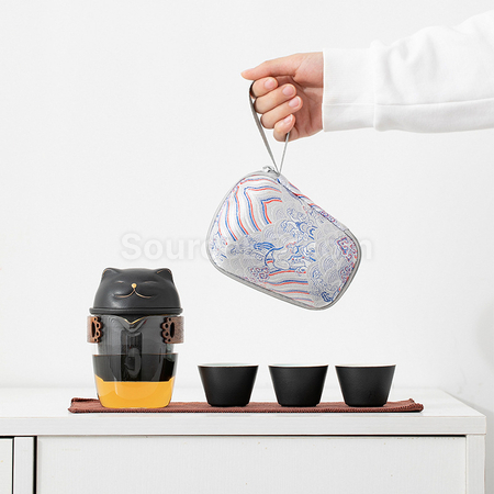禮品訂造招財貓泡茶杯套裝紀念品