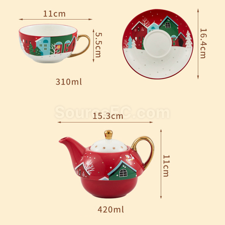 禮品訂造聖誕陶瓷杯 碟 壺 套裝紀念品