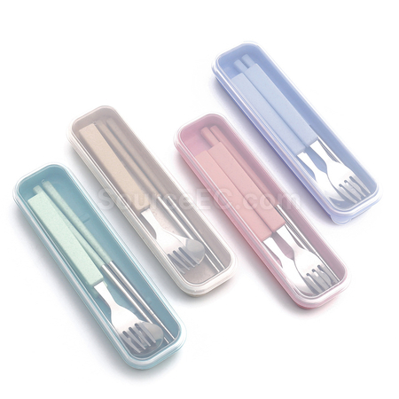 禮品訂造麥稈不銹鋼餐具套裝紀念品