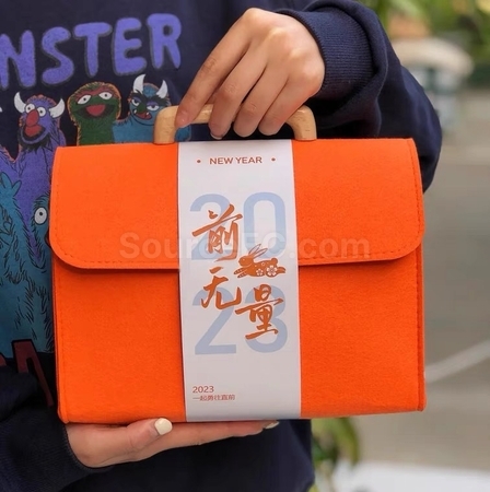 禮品訂造木柄毛氈手挽袋紀念品