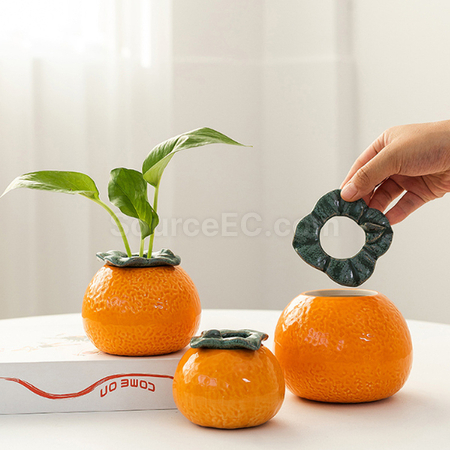 禮品訂造橘子陶瓷花瓶紀念品