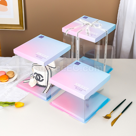 禮品訂造方形全透紙蓋PET透明禮品盒紀念品