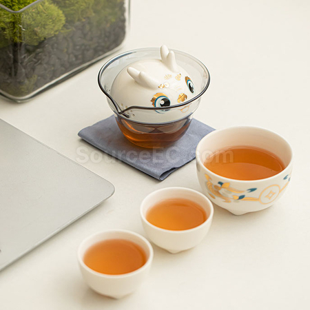 禮品訂造瑞龍陶瓷茶具套裝紀念品