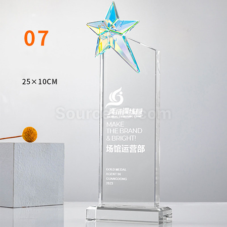 禮品訂造炫彩水晶獎座紀念品
