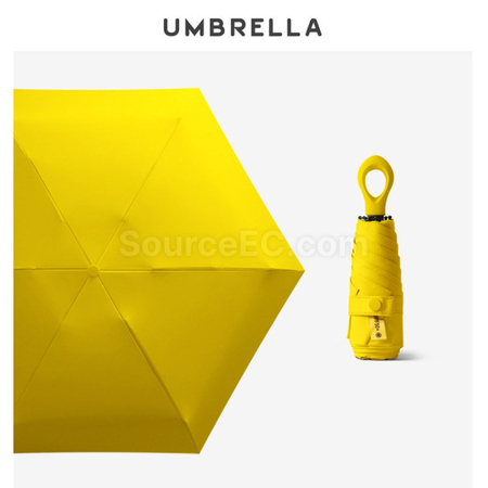 禮品訂造指環柄五摺黑膠雨傘紀念品
