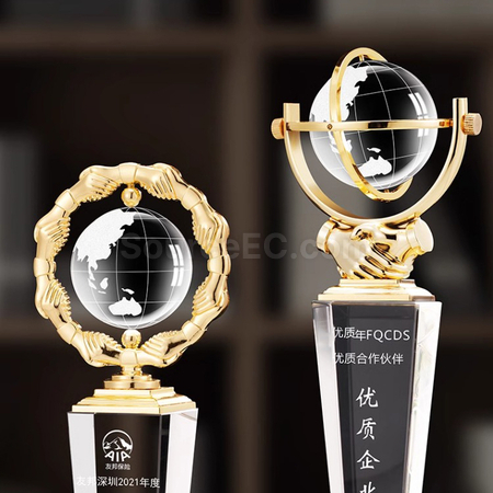 禮品訂造水晶球金屬獎杯紀念品