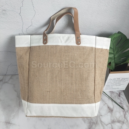 禮品訂造棉麻拼接環保袋紀念品