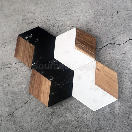 禮品訂造大理石拼木杯墊紀念品