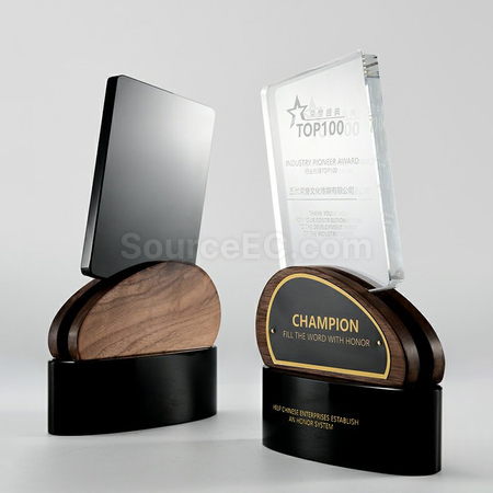 禮品訂造實木水晶獎座紀念品