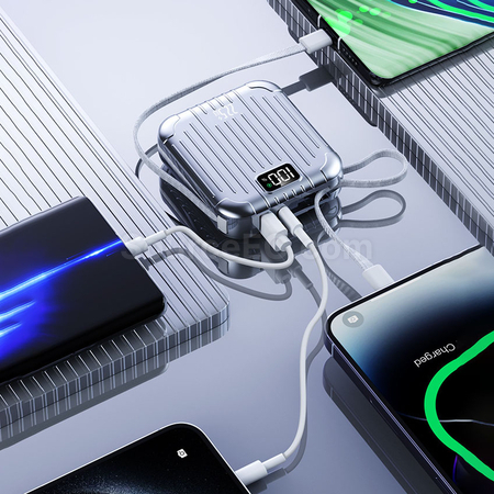禮品訂造自帶雙線移動電源紀念品