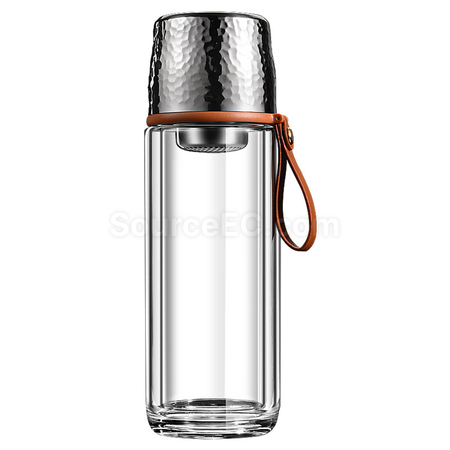 禮品訂造350ML  便攜式茶水分離玻璃杯紀念品