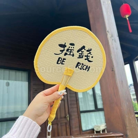 禮品訂造環保編織蒲草扇紀念品