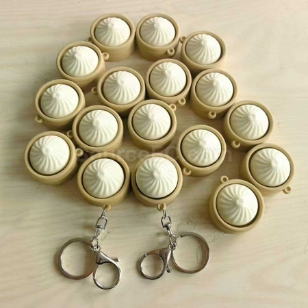 禮品訂造仿真小籠包減壓按鍵鑰匙扣紀念品