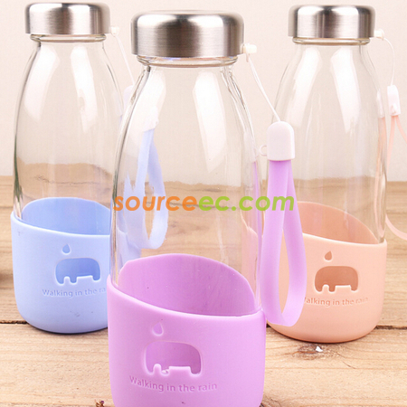 禮品訂造350ML彩色玻璃水樽紀念品