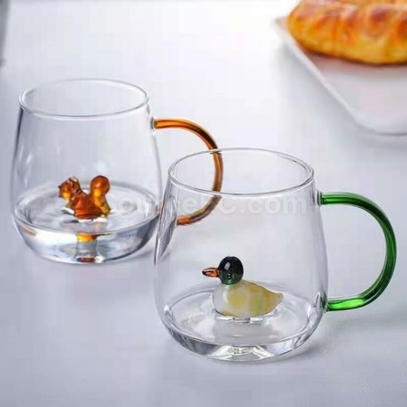 禮品訂造3D立體小動植物玻璃水杯紀念品